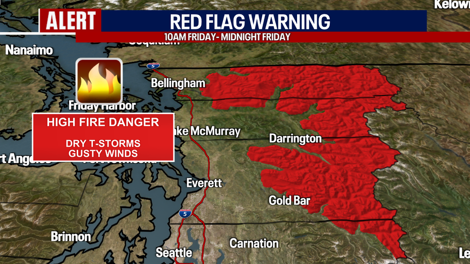 High fire danger for the Cascades Friday afternoon