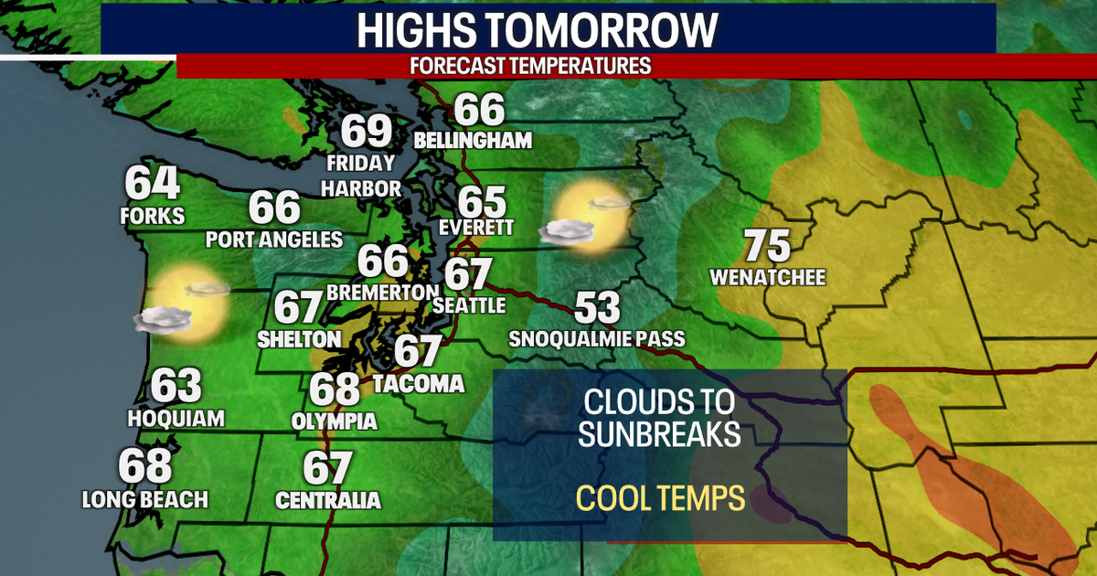 Clouds to sunbreaks Thursday, cooler temperatures | FOX 13 Seattle