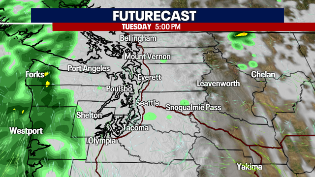 Seattle weather: Clouds, cooler temperatures and few light showers Tuesday
