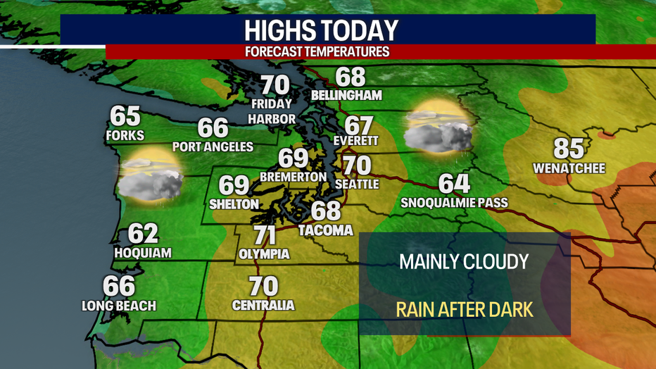 It'll be slightly cooler than normal today in Seattle.