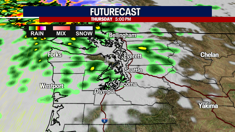 Get ready for slightly wet weather in the greater Seattle area Thursday evening.