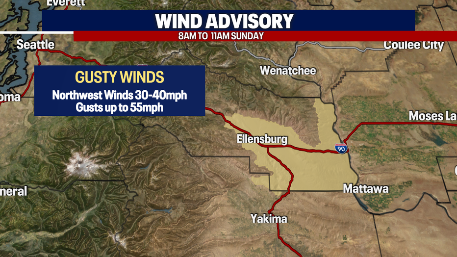 Gusty winds possible near Ellensburg.