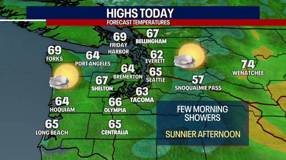 Cooler-than-normal weather lingers in Seattle Sunday.