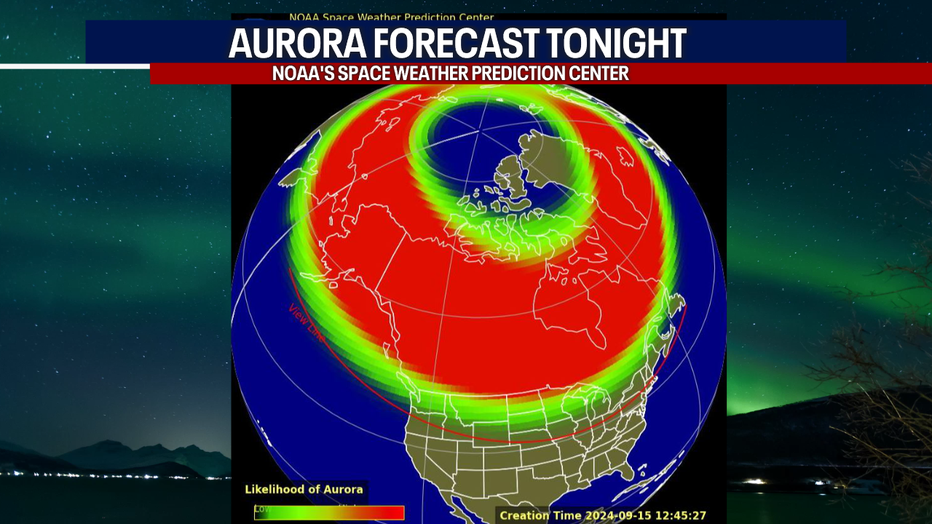 With dry weather and mostly clear skies overnight, there's a decent chance of seeing the northern lights in Seattle early Monday.