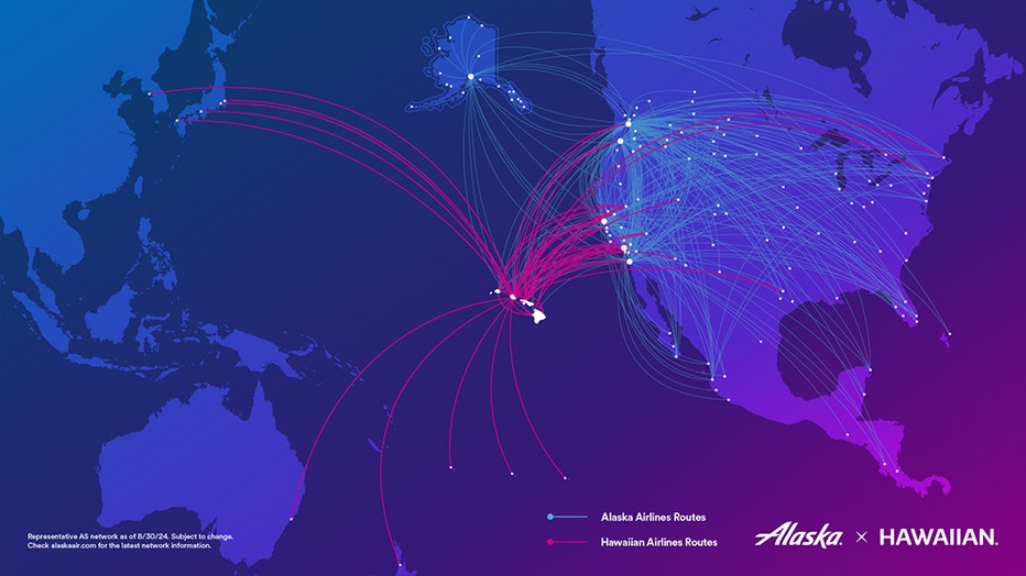 alaska airlines and hawaiian airlines route map