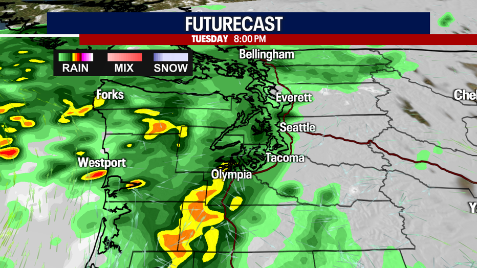 People in Seattle: keep your rain jackets handy because wet weather returns Tuesday evening.