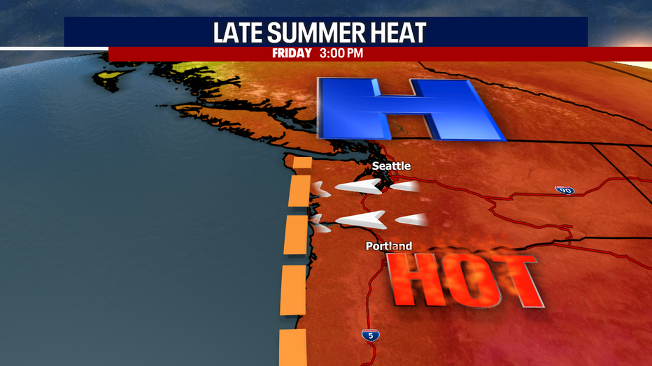 A ridge of high pressure will give way to hot, dry and sunny weather in Seattle this week.