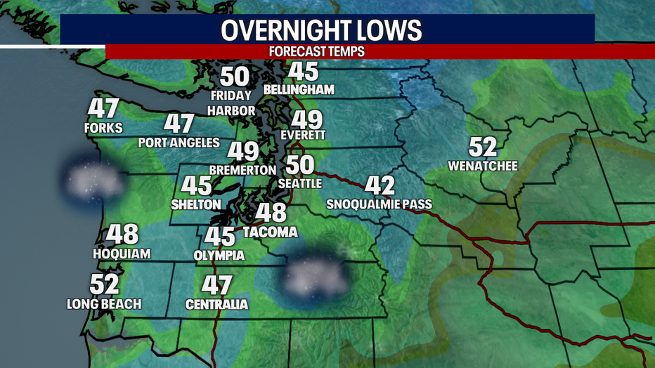 A quiet, calm night is forecast in western Washington Friday night.