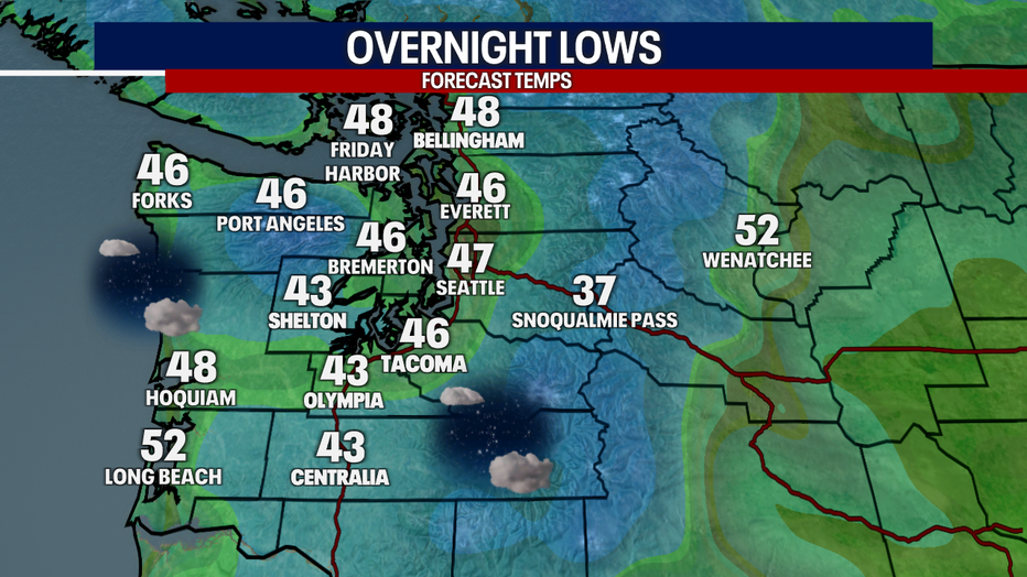 A calm Saturday night is ahead for western Washington.