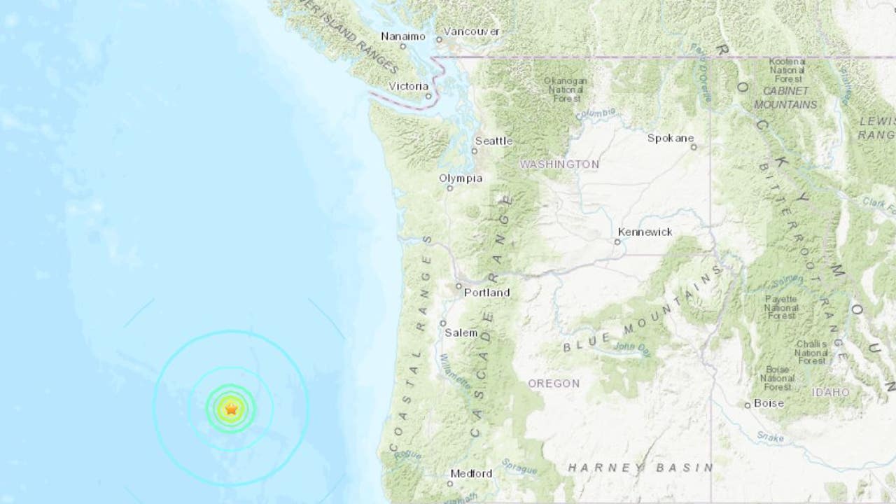 A 6.1 magnitude earthquake strikes an area near the Oregon coast