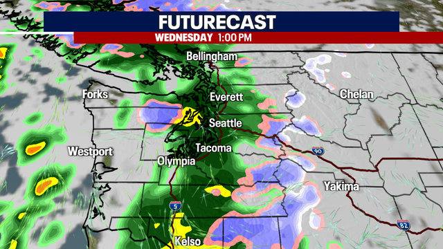 Seattle weather: Breezy wind, rain and mountain snow Wednesday