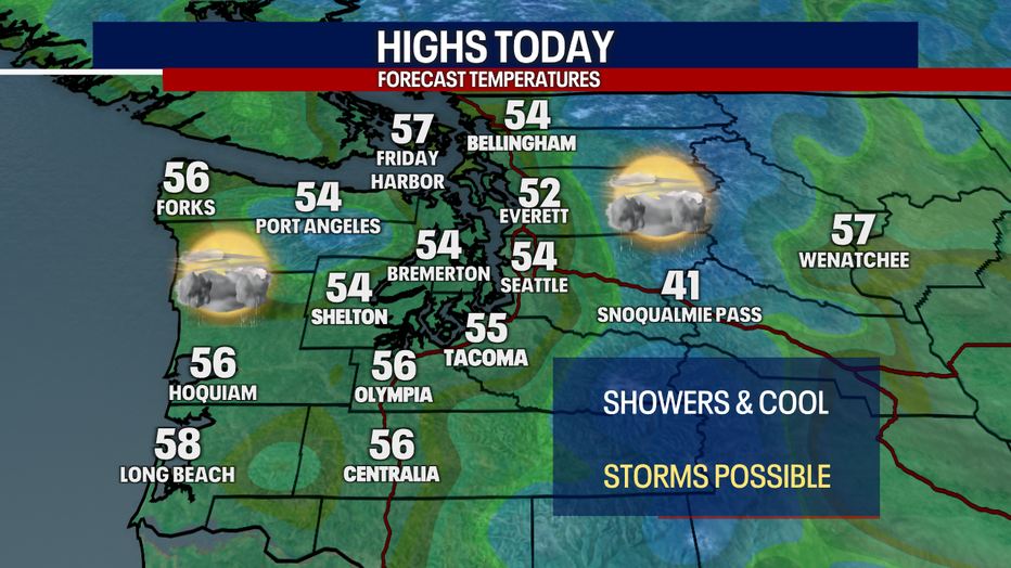 It will be cool with increasing sunshine in Western Washington Wednesday.