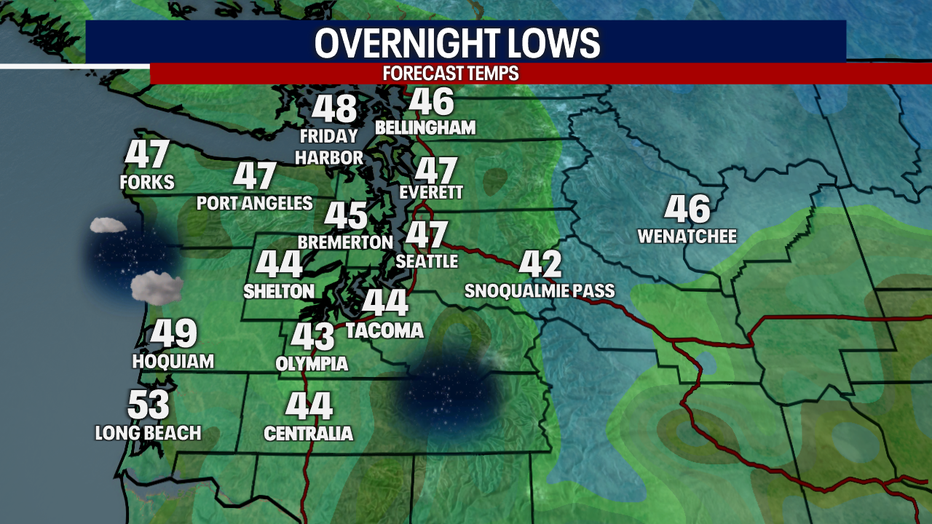 Cool night across Western Washington Friday evening.