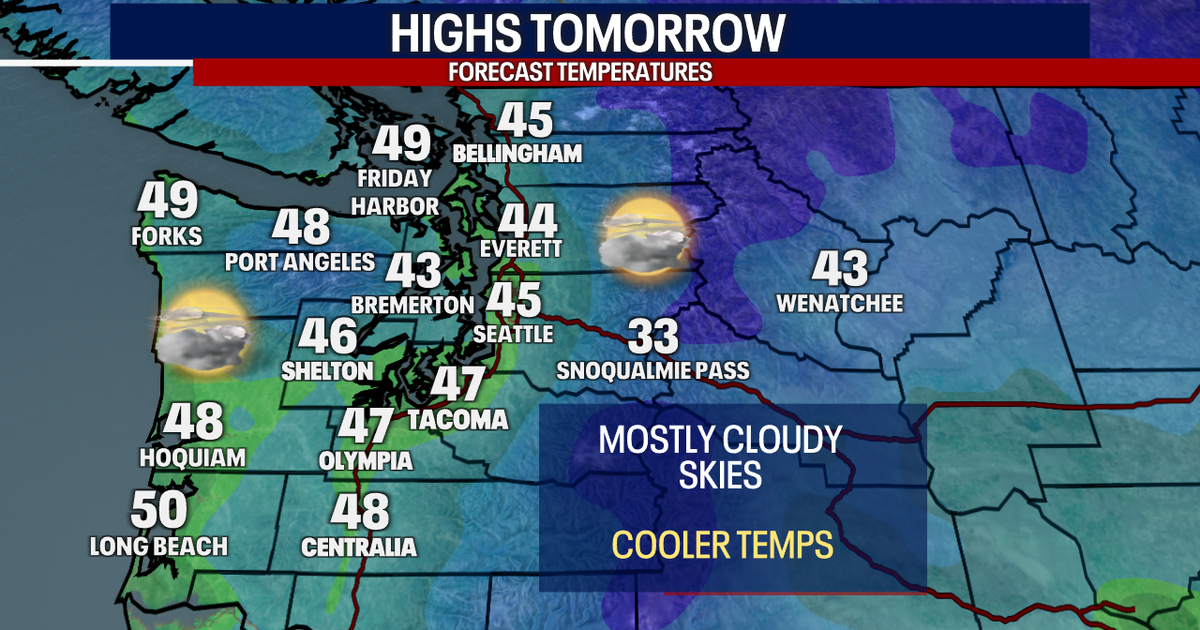Mostly cloudy and cool Wednesday, light mountain snow | FOX 13 Seattle