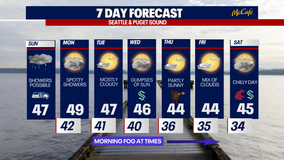 Sloppy, dark and cool weather pattern in Seattle through Monday