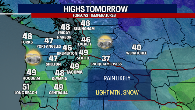 Seattle Weather: Scattered showers Monday, calmer week ahead