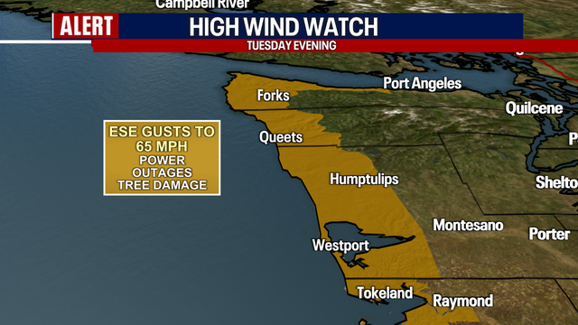 Strong winds, heavy rain expected Tuesday across western Washington