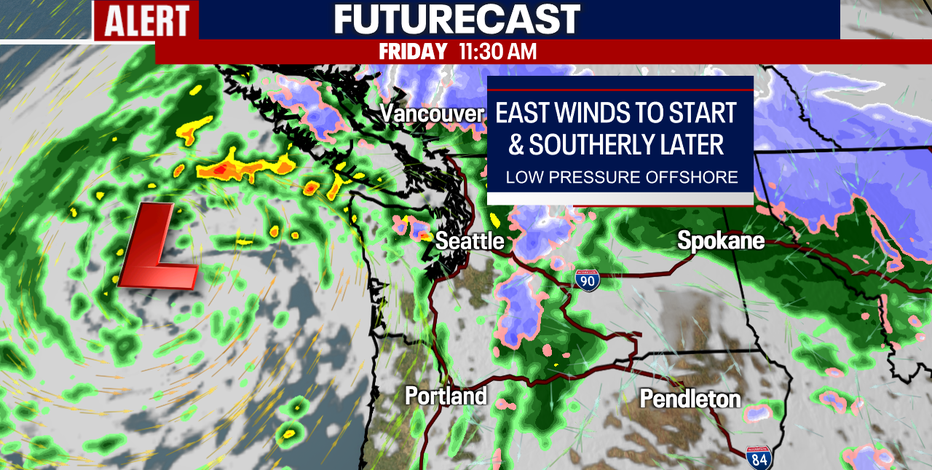 Windy weather east of Seattle on Tuesday due to incoming ‘bomb cyclone’