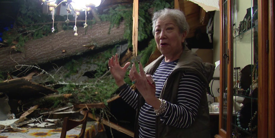 Bellevue woman injured by falling tree, roof collapse speaks on close call