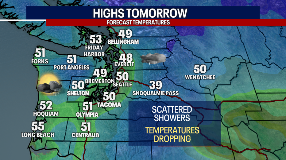 A map showing high temperatures is Western Washington.