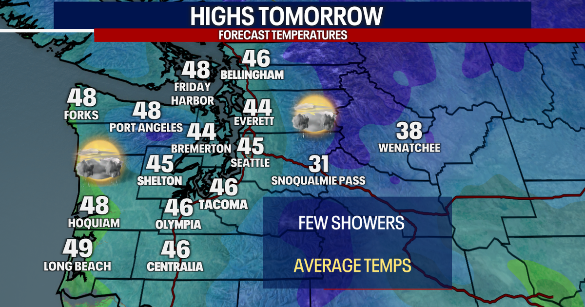 Few showers lingering Monday with highs in the 40s | FOX 13 Seattle