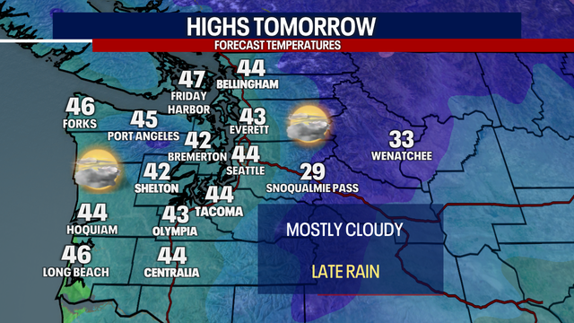 Seattle weather: Clearing skies and chilly temperatures into Tuesday