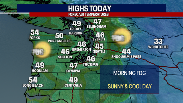 Seattle weather: Dry, cool and foggy Wednesday