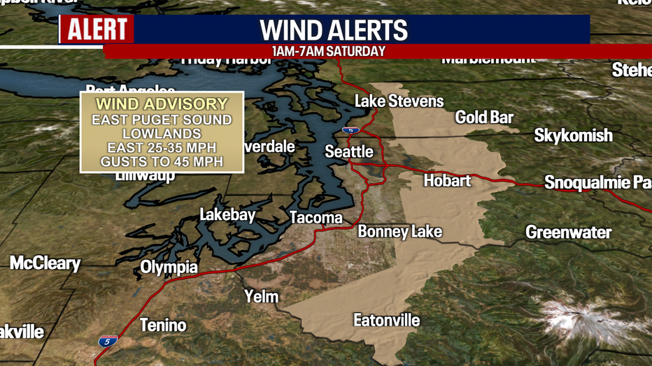 Wind Advisory for eastern Puget Sound lowlands.