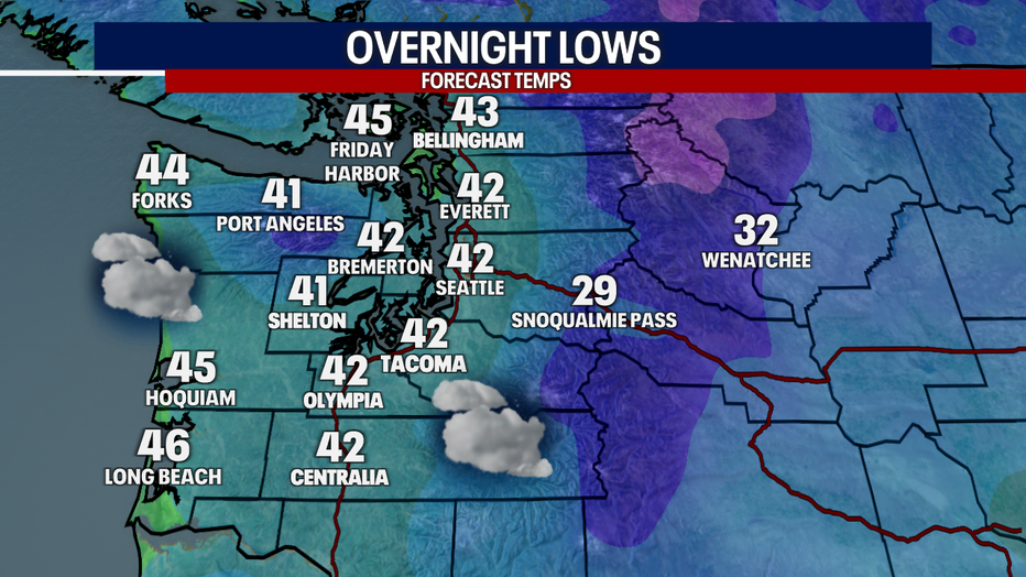 Drier night with slightly cooler overnight lows.