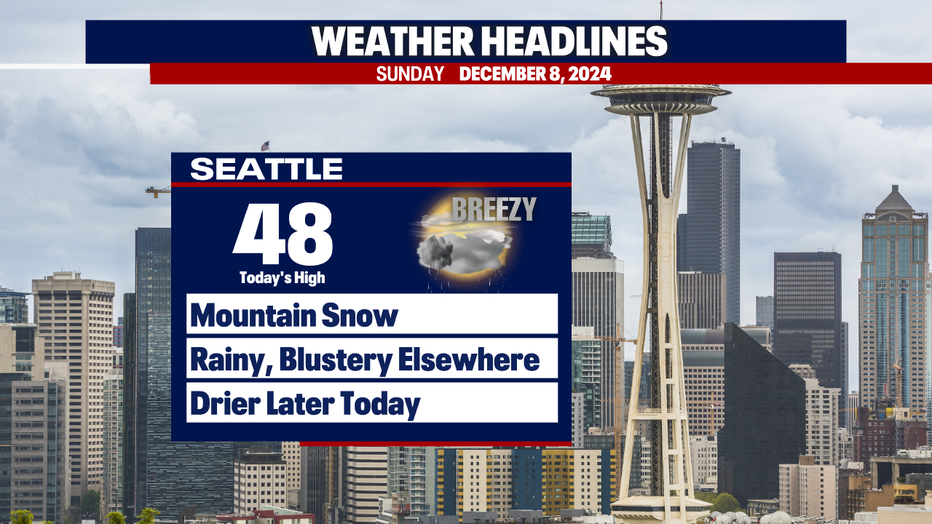 Showers will linger in the greater Seattle area on Sunday.