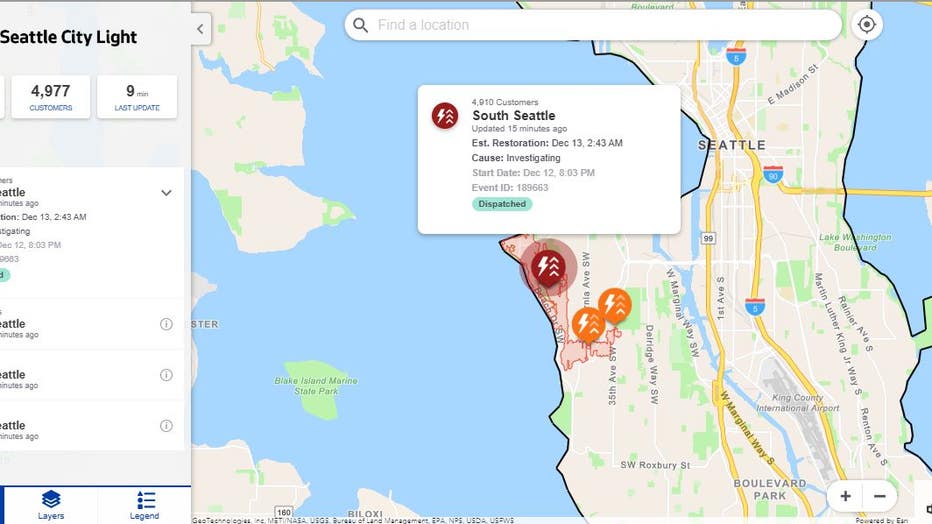 Seattle City Light West Seattle outages