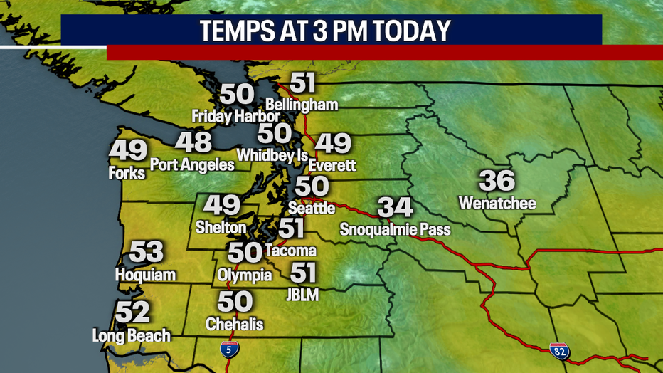 Milder than normal temperatures are forecast for Saturday afternoon in Seattle.