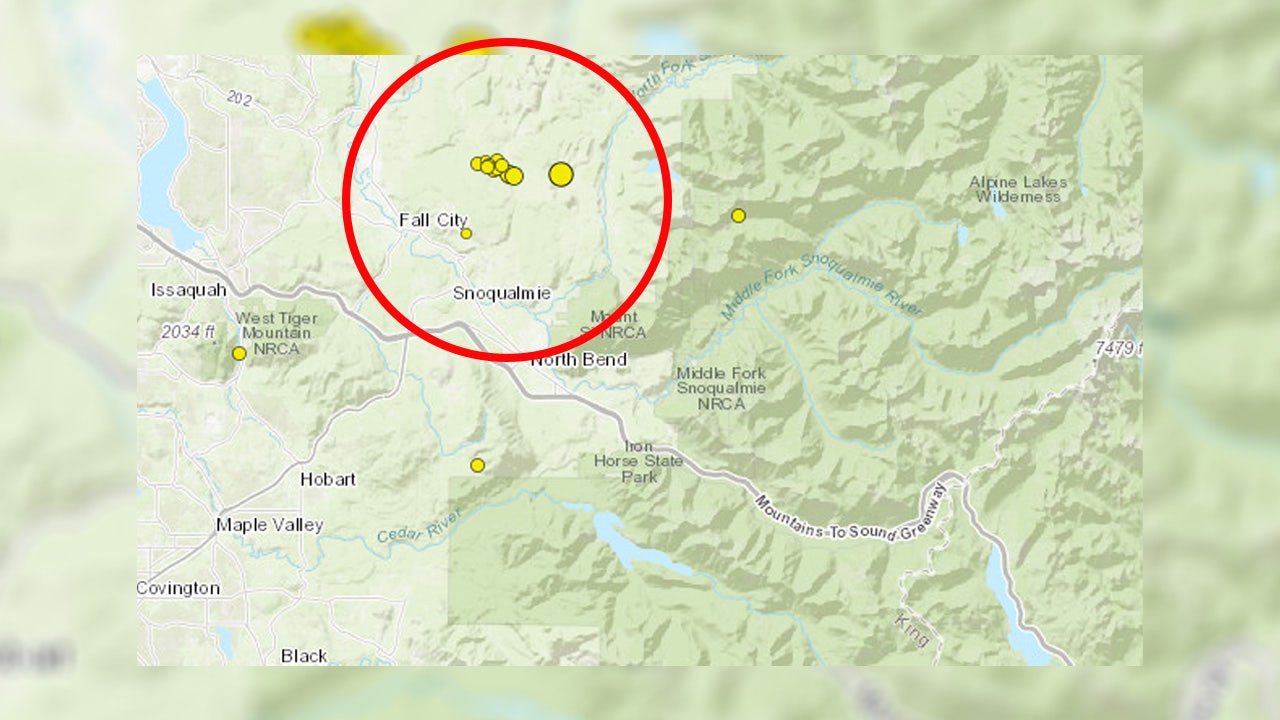 A cluster of earthquakes was felt near Snoqualmie, WA