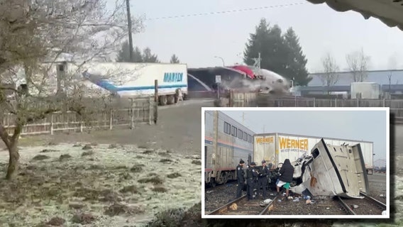 Amtrak train slams into semi-truck in Auburn, WA