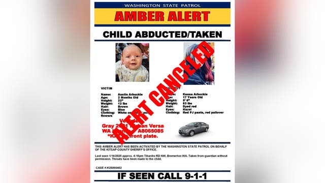 AMBER Alert canceled, abducted 2-month-old found safe