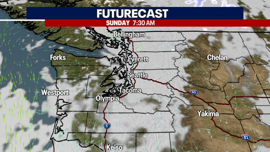 Map showing cloud cover over Western Washington.