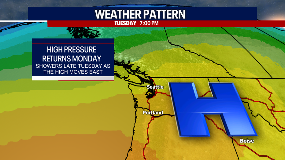 Primarily dry weather lingers in Seattle until Tuesday evening.