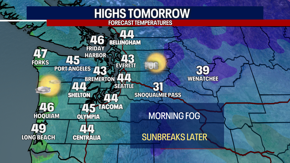 Sunday afternoon forecast high temperatures.