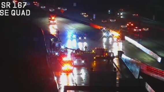 Deadly wrong-way crash blocks lanes on SR-167 in Renton, WA