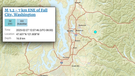 3.2 magnitude earthquake rocks east King County, WA