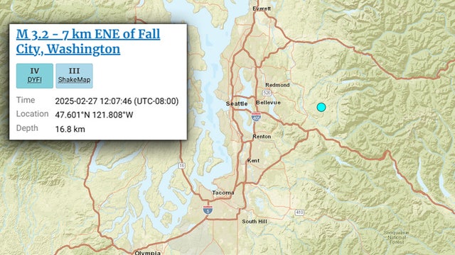 3.2 magnitude earthquake rocks east King County, WA