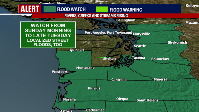 Seattle Weather: Rounds of Heavy Rain on Sunday