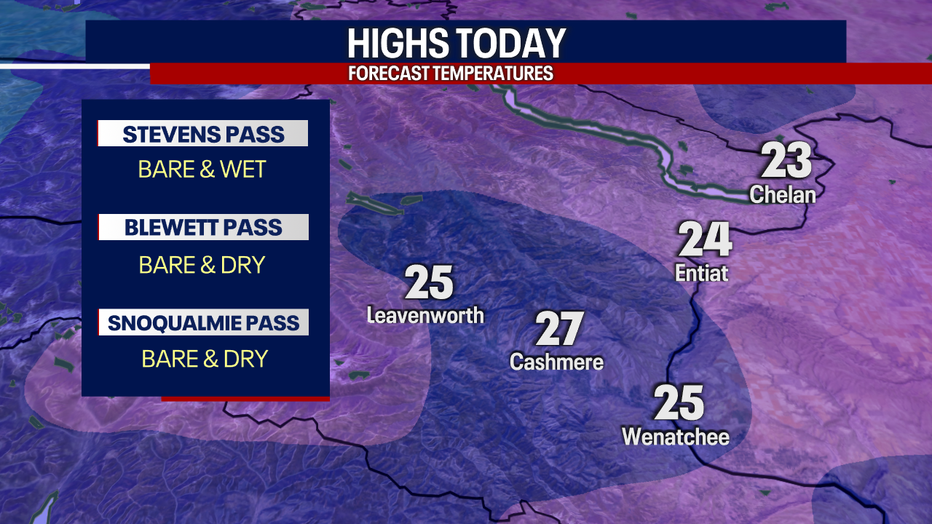 We do not expect any problems related to the weather through the mountain passes in the cascades of Washington on Monday.