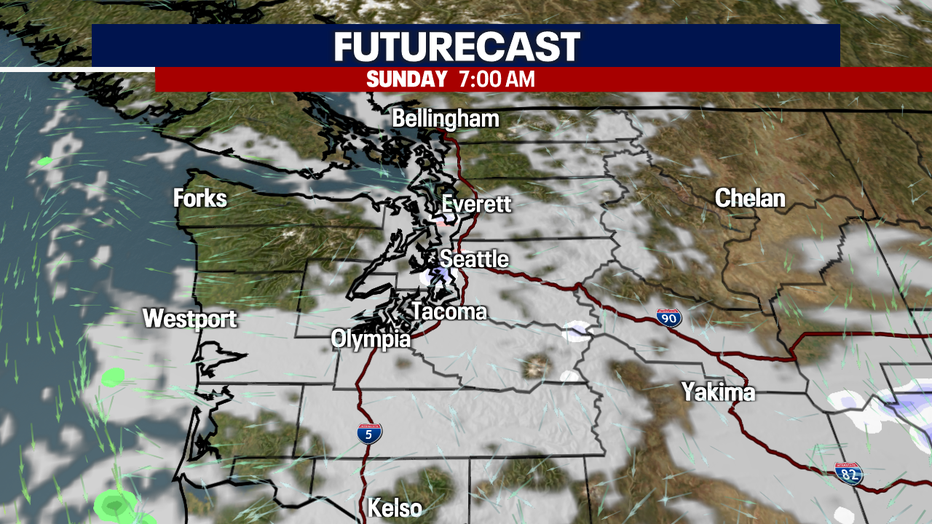Decreasing moisture around Western Washington as chances for lowland snow wrap up.