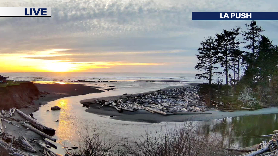 The sunset view this evening along the Washington coast. 