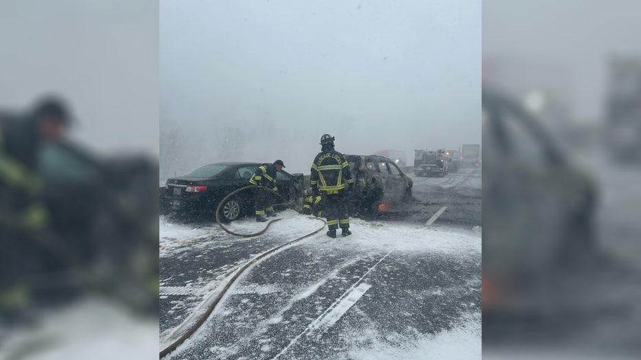 I-84 closed near Multnomah Falls, Oregon after white out winter weather conditions caused a pileup of more than 100 cars on Thursday. At 11:37 a.m., the Oregon State Department of Transportation (ODOT) sent out an alert warning drivers that westbound I-84 is closed three miles west of Multnomah Falls due to a crash. Officials urged drivers to use alternate routes and to plan for long delays. According to the Multnomah County Sheriff’s Office (MCSO), an SUV caught fire in the pile-up that deputies say involve more than 100 cars, trucks and semi-trucks.