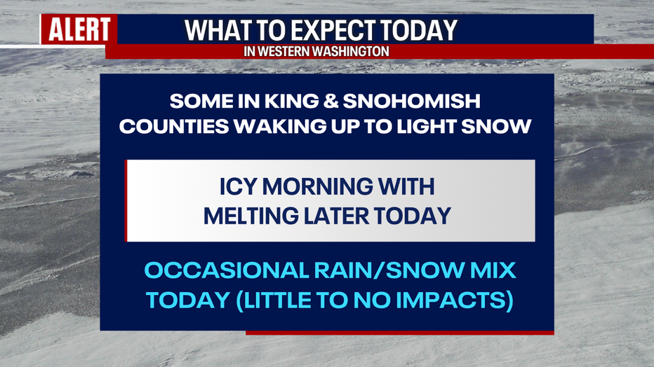 A rain/snow mix is a possibility in Seattle on Saturday.