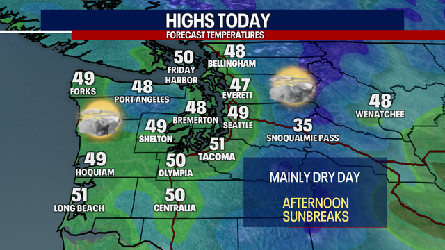 Seattle weather: Mainly dry Tuesday, rain returns Wednesday
