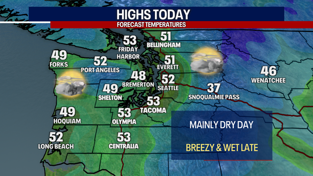 Seattle weather: Lowland rain, mountain snow back Wednesday