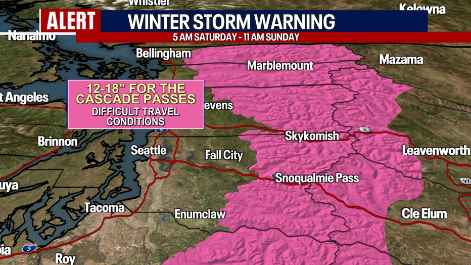 A winter storm warning has been issued for the Washington Cascades.